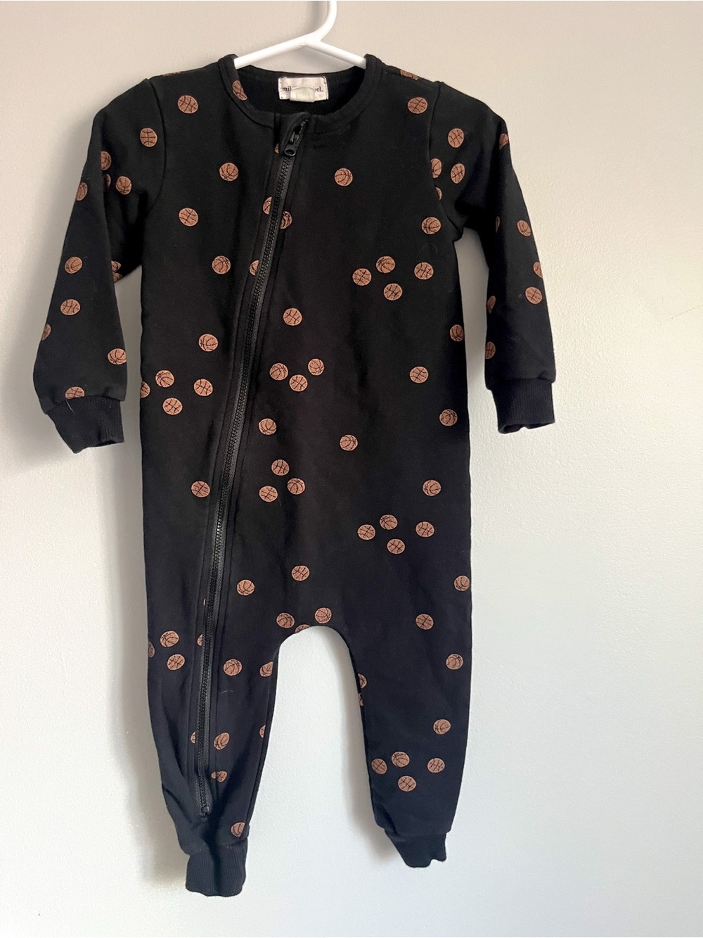 Miles the Label - black romper one piece - size 18 months - basketball print